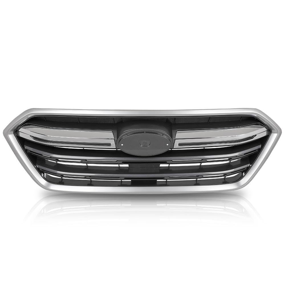 PIT66 Front Replacement Grille Grill Compatible with Subaru Outback 2018-2019 91121AL16B, SU1200173 Dark Gray & Silver