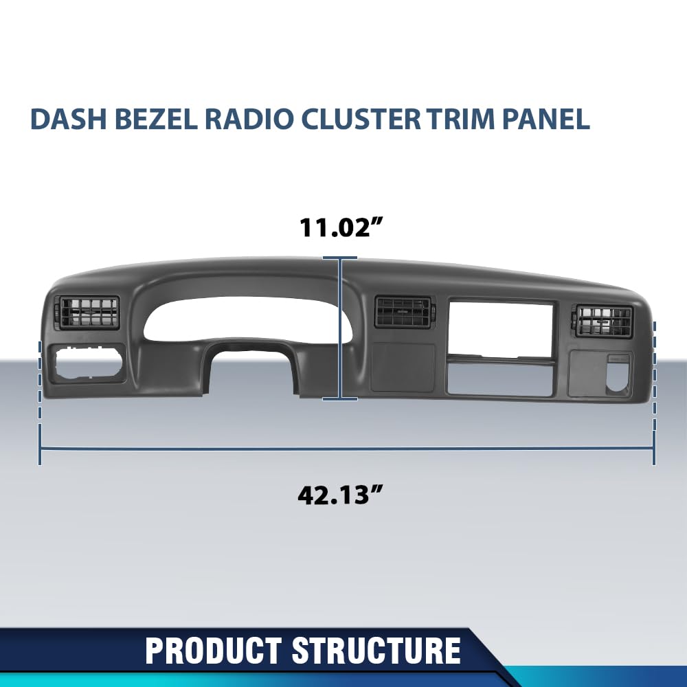 PIT66 Dash Bezel Radio Cluster Trim Fit Ford F250 F350 1999-2004 Dark Gray