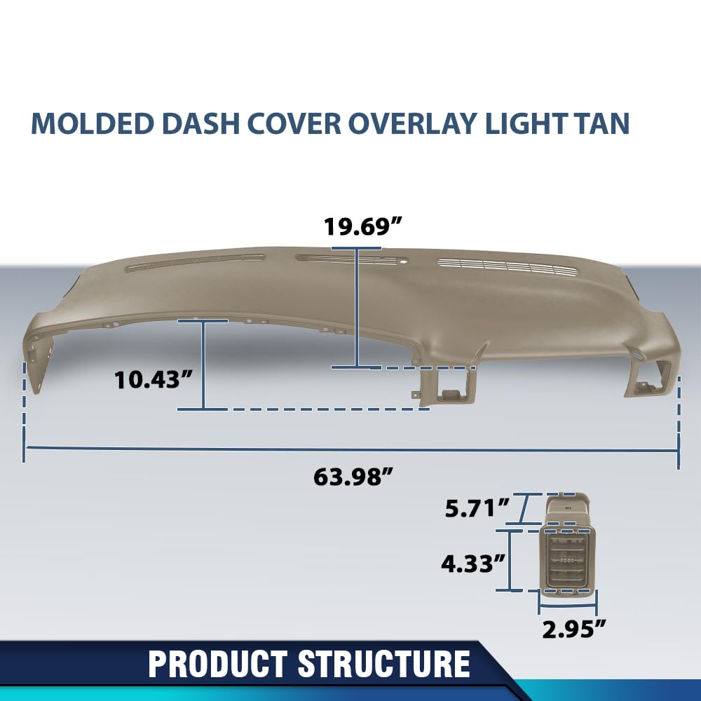 PIT66 Light Tan Dash Cover Fit Chevy Silverado GMC Sierra 1500 1999‑2006