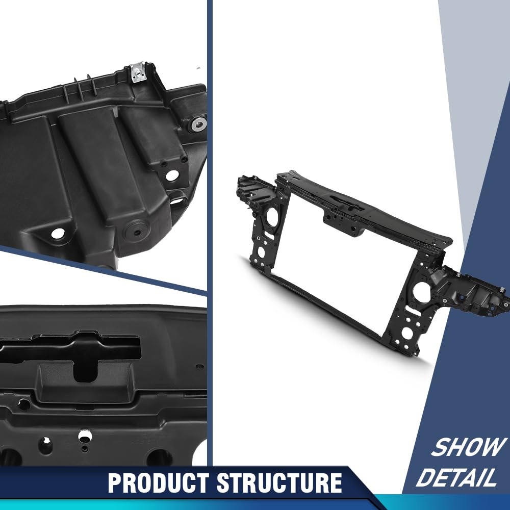 PIT66 Front Radiator Support Core Compatible with Porsche Cayenne 2003 2004 2005 2006 2007 2008 2009 2010 Black