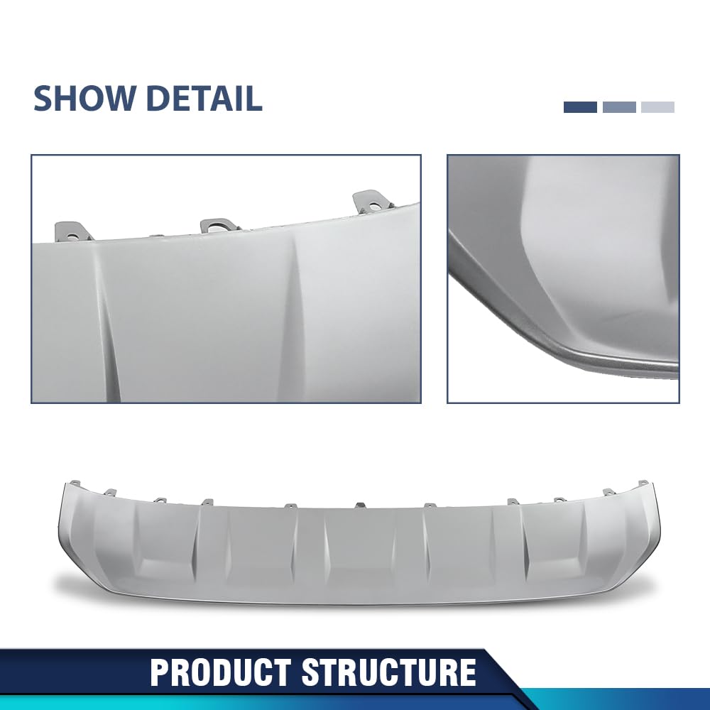 PIT66 Front Bumper Lower Skid Plate Valance Molding Silver Compatible with Audi Q7 2016-2019, Only Fit Q7 Base, 4M0807733DKA8, 4M0-807-733-D-KA8, 4M0-807-733-DKA8, 4M0807733D KA8 Chrome ABS