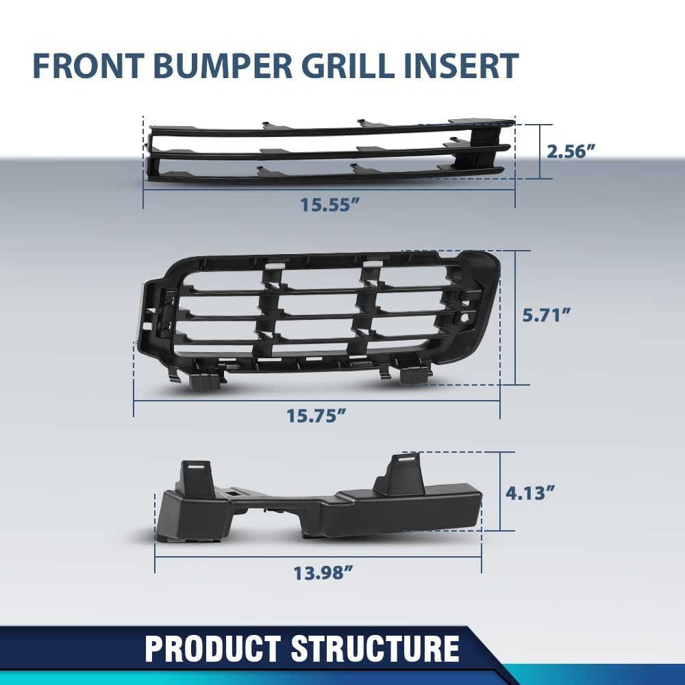 PIT66 Front Bumper Grille Grill Insert Compatible with 2013 2014 2015 2016 2017 Land Rover Range Rover LR046709 Black