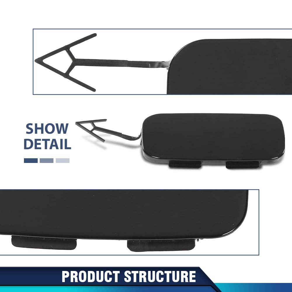 PIT66 Rear Bumper Tow Hook Eye Cover Cap 1 PC Compatible with Audi A8 Quattro D4 2014-2017 Black