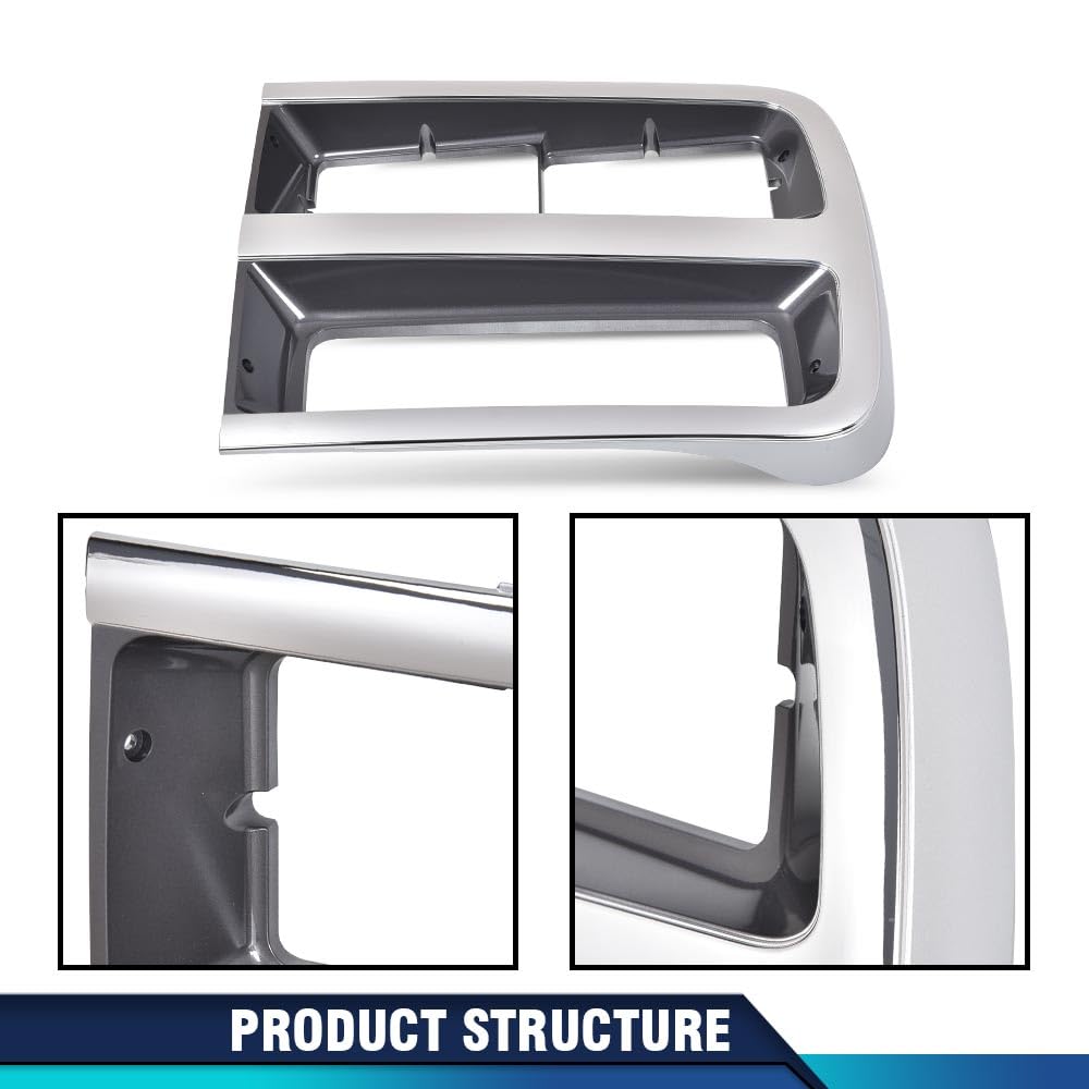 PIT66 Chrome Headlight Bezel Trim Surround Pair Compatible with Chevy G10/G20 1992-1995, G30 1992-1996, P30 Base 1992-1996 15685966 15685965 GM2513187 GM2512187