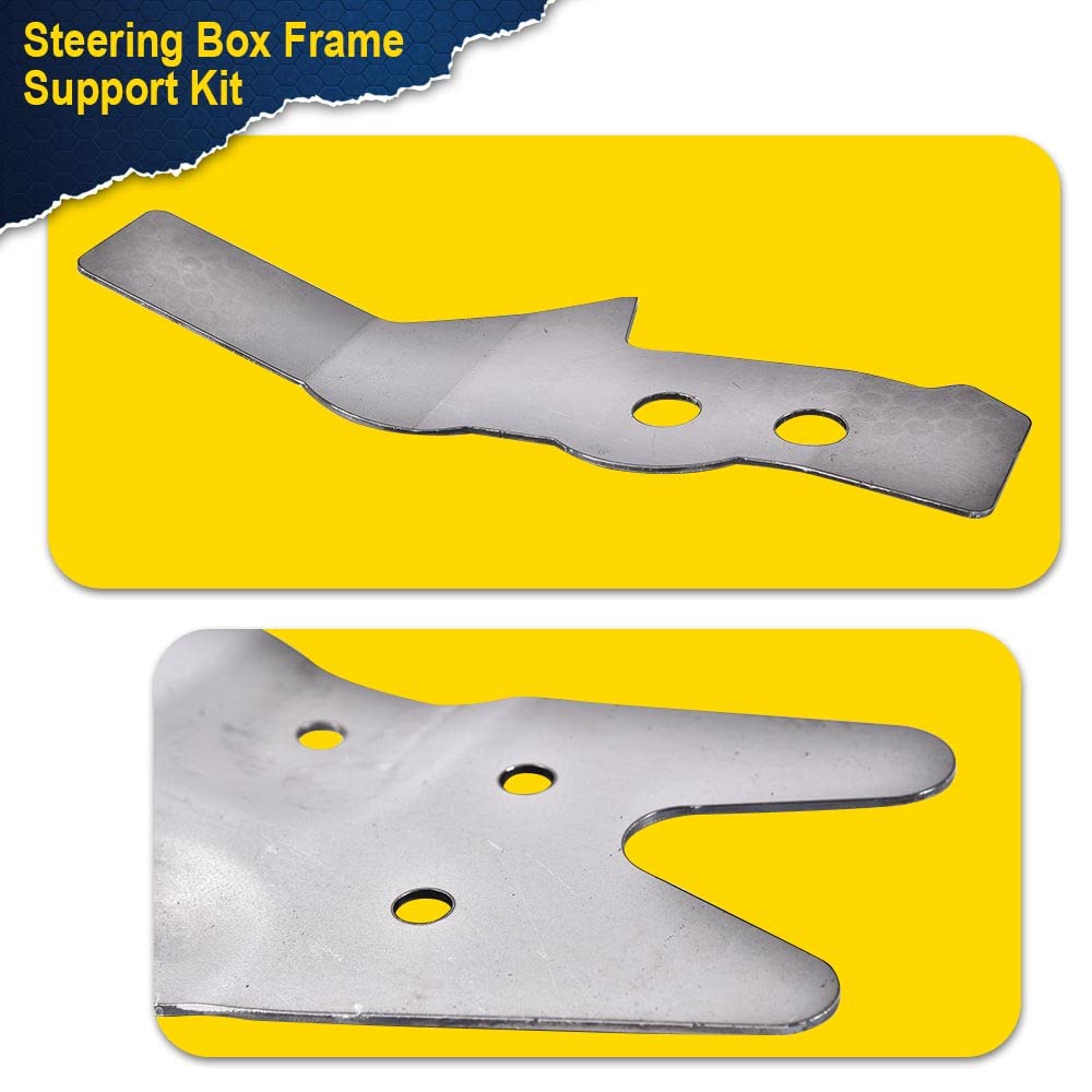 PIT66 Steering Box Frame Support Kit, Compatible with 1973-1991 Chevy GMC C/K Pickup 2 PCS Silver