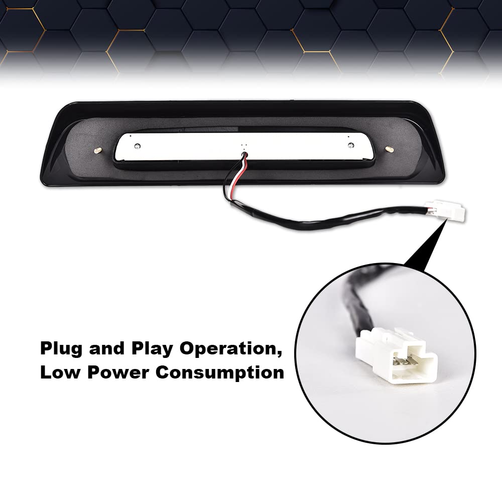 PIT66 LED 3rd Brake Light, Compatible with 2007-2018 Toyota Tundra High Mount LED 3rd Thrid Tail Cargo Brake Light Smoky Lens Chrome Housing