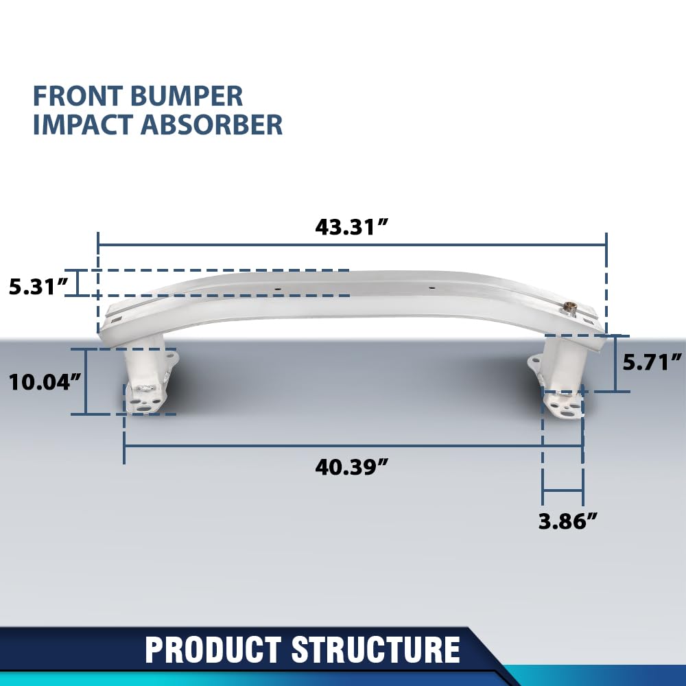 PIT66 Front Bumper Reinforcement Impact Absorber Compatible with Fiat 500X Pop Lounge Easy 2016, Fit Jeep Renegade Limited Latitude Sport 2015-2018 68247223AA, CH1006236 Silver