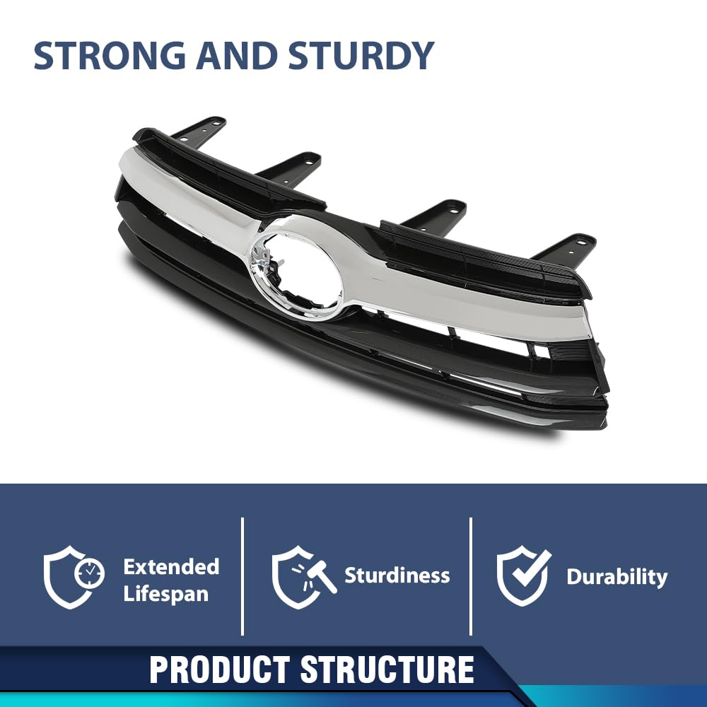 PIT66 Grille Assembly w/Chrome Molding Compatible with Toyota Highlander (submodel: Hybrid LE, Hybrid Limited, Hybrid XLE, LE, LE Plus, Limited, XLE) 2014-2016 531010E170, TO1200371