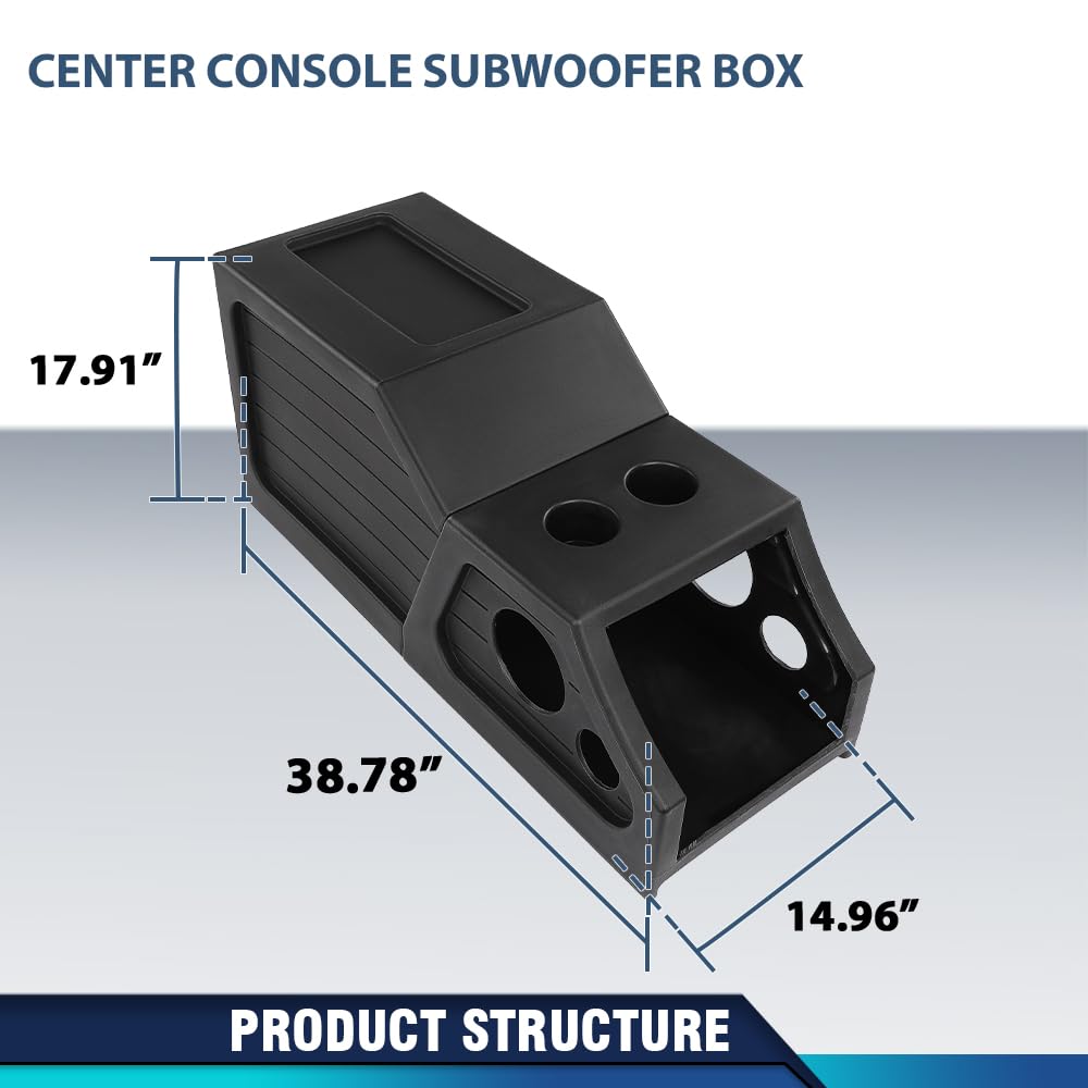 PIT66 12" Center Console Subwoofer Sub Box, Fit Chevy/GMC Crew Cab 200-2013