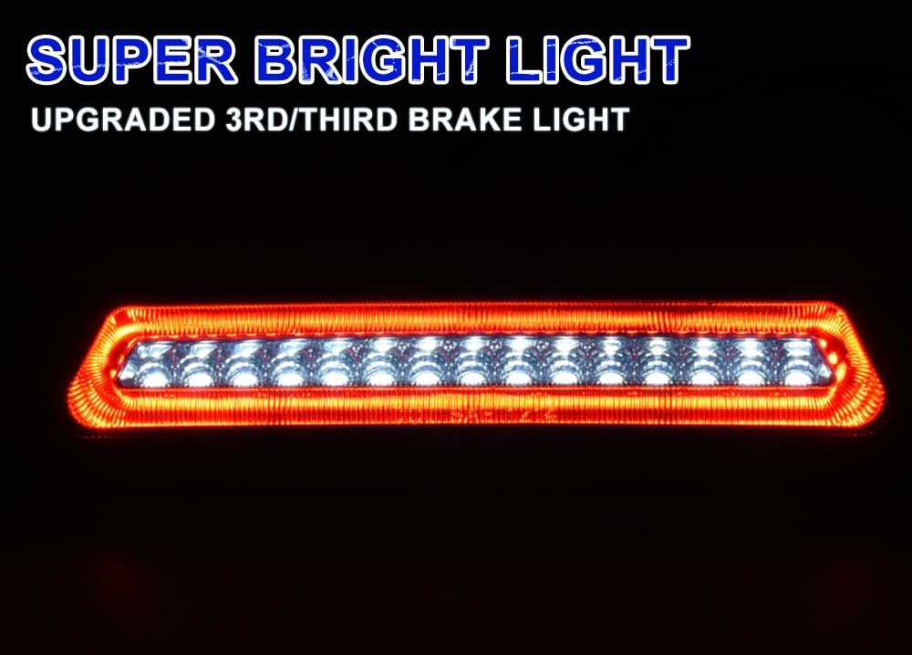 PIT66 LED 3rd Brake Light, Compatible with 09-14 Ford F150 Rear High Mount Stop Parking Lights Assembly Third Brake Cargo Lamps Black Housing Smoky Lens