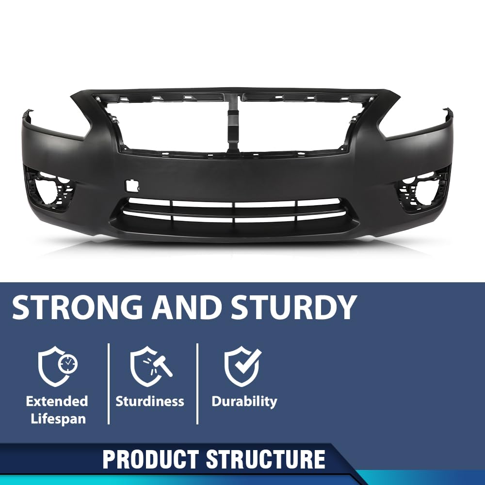 PIT66 Front Bumper Cover w/Fog Holes Fit Nissan Altima Sedan 2013‑2015