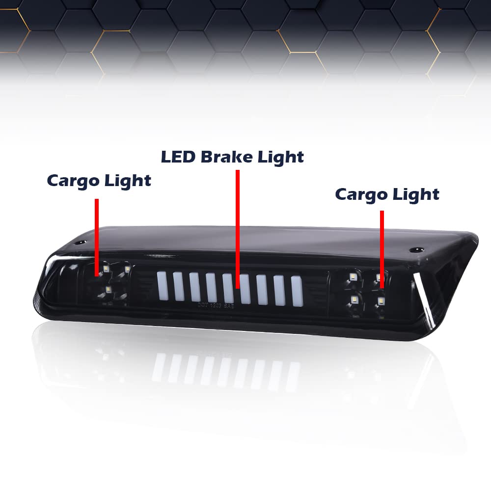 PIT66 LED 3rd Brake Light Compatible with Ford F150 2004 2005 2006 2007 2008 High Mount Stop Light Rear Tail Cargo Lamps Clear Lens Black Housing I Type
