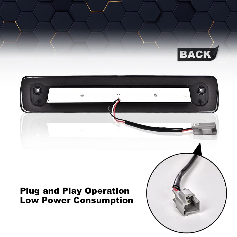 PIT66 3rd Brake Light, Compatible with 2015-2018 Colorado/Canyon I Type Led Bar High Mount Stop Light Rear Tail Cargo Lamps Tea Cover White Housing