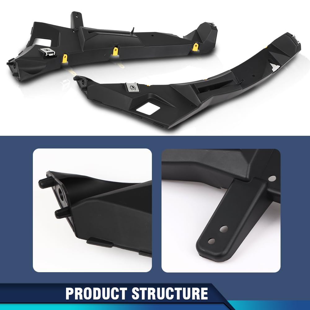 PIT66 Front Bumper Mount Bracket Support Holder Pair Compatible with Jaguar XJ 2010-2019 C2D43335, C2C39520, C2D43333, C2D2819 Black
