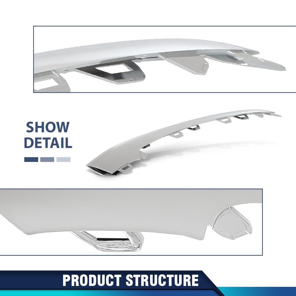 PIT66 Front Bumper Lip Trim Chrome Fit S-Class S350 S450 S560 18-20 Benz