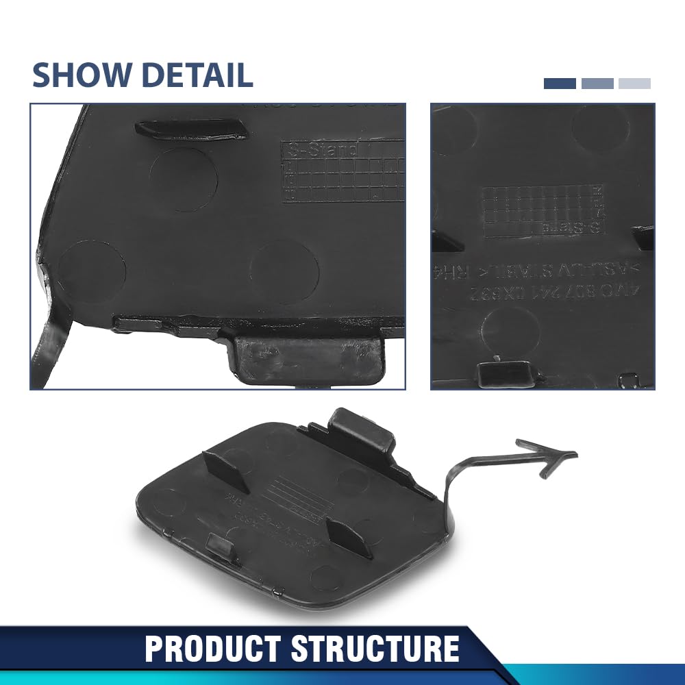 PIT66 Front Bumper Tow Hook Hole Cover Cap Right Side Compatible with Audi Q7 2017-2019 4M0807241B4W3 PP Plastic