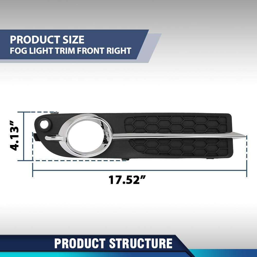 PIT66 Front Right Fog Light Trim 1 Pc, Black