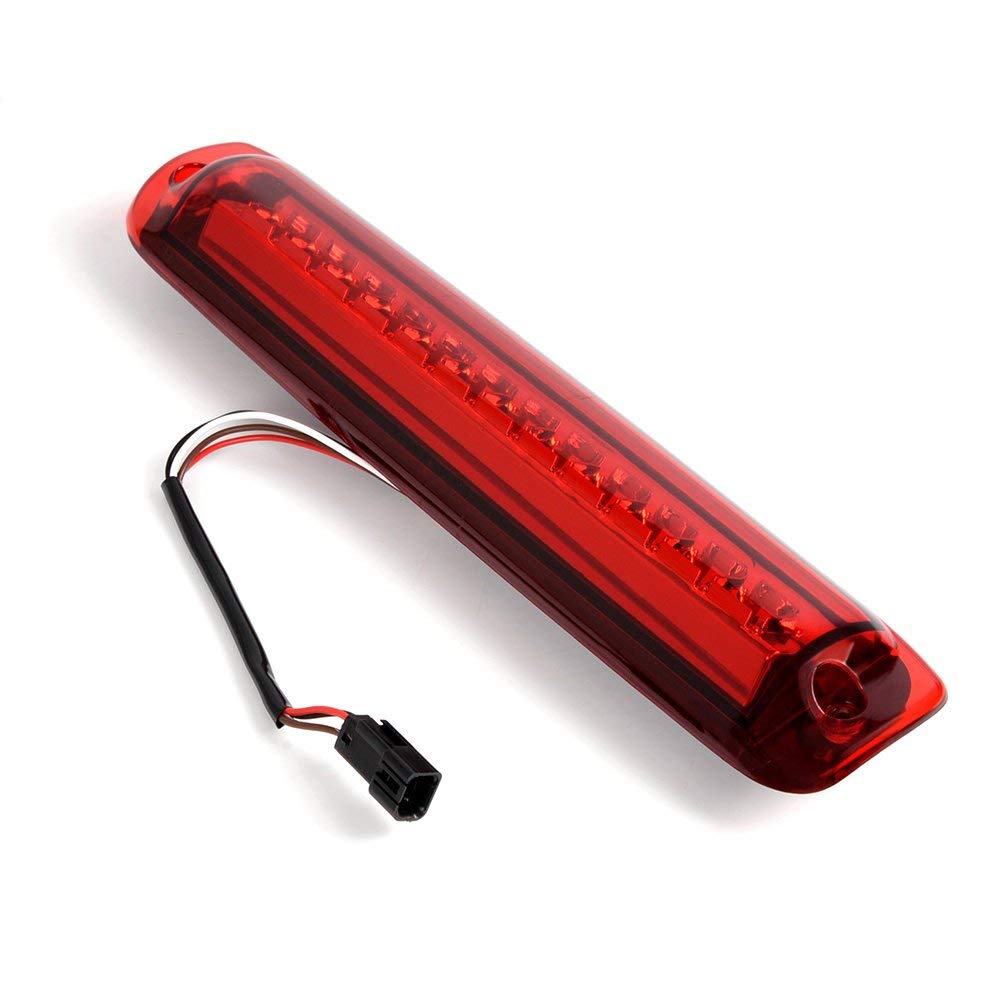 PIT66 LED 3rd Brake Light, Compatible with 99-06 Chevy Silverado 1500 2500 3500 / GMC Sierra Silverado Classic 07 Sierra Classic Led Third Brake Lamps Red Lens Clear Housing
