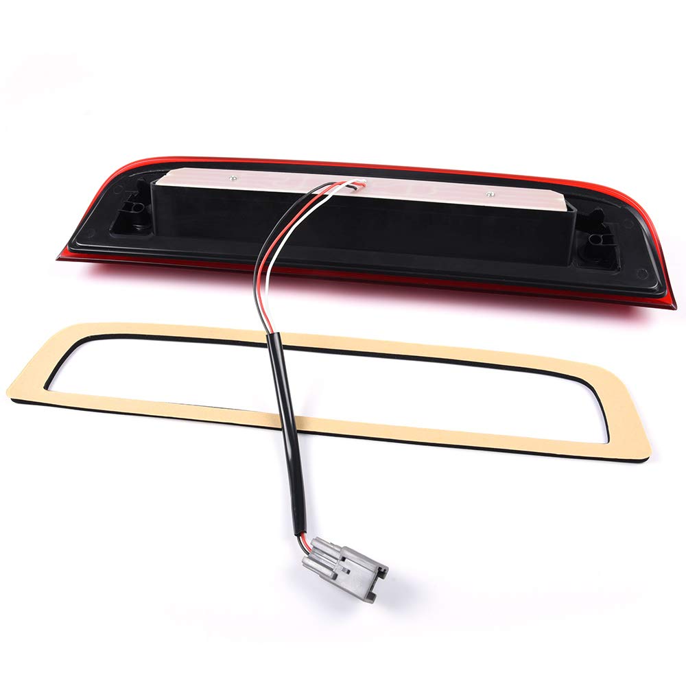 PIT66 LED 3rd Brake Light, Compatible with 14-18 GMC Sierra 1500/15-18 GMC Sierra 2500HD 3500HD/14-18 Chevy Silverado 1500/15-18 Chevy Silverado 2500HD 3500HD Red Lens Chrome Housing