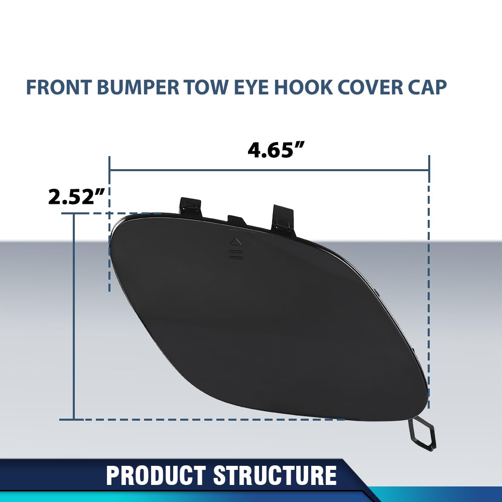 PIT66 Front Bumper Tow Eye Hook Cover Cap Compatible with Benz C63AMG W205 C300 C400 2015-2018 2058850724, A2058850724 Black