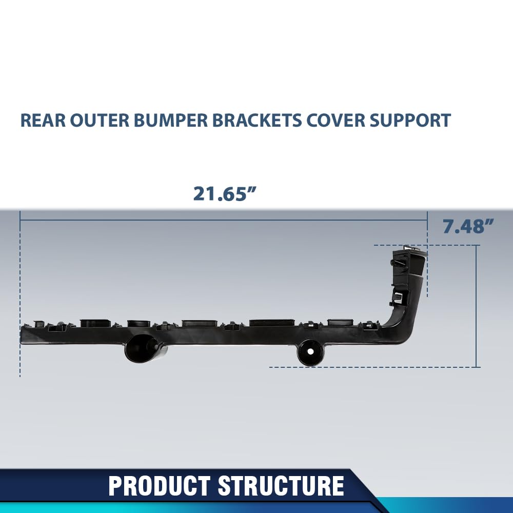 PIT66 Rear Outer Bumper Brackets Support, Black