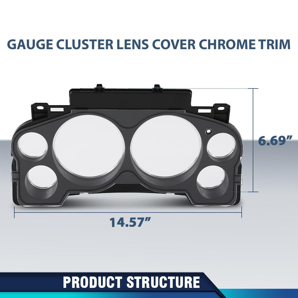 PIT66 Chrome Gauge Cluster Lens Cover Fit Silverado Sierra Tahoe 2007‑2013