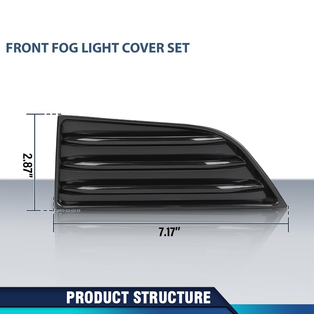 PIT66 Front Fog Light Cover Pair ABS Black Fit Chevy Traverse 2022-2023