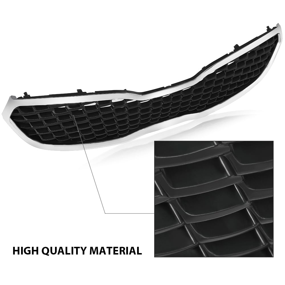 PIT66 Front Upper Grille Fit Kia Forte SX/EX/LX 2014-2016 Chrome & Black