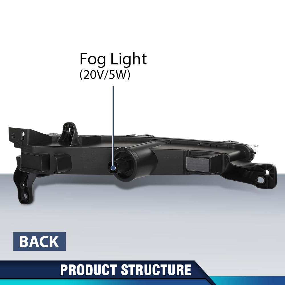PIT66 LED Front Fog Light Fog Lamp Assembly w/Bulb Left Side Compatible with Lincoln MKZ 2017-2020 FO2520195, HP5Z13200B Black