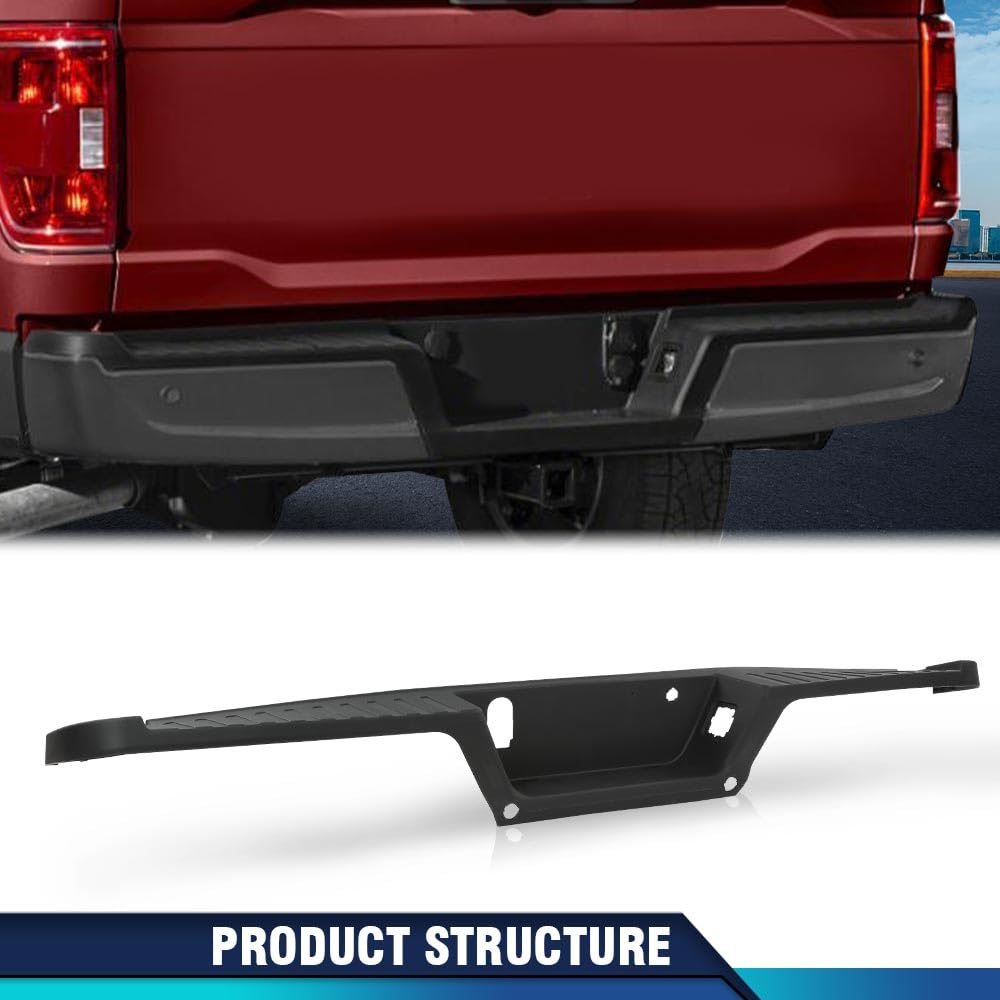 PIT66 Rear Bumper Top Step Pad Cover Compatible with Ford F150 2015-2020 w/Trailer Tow Package and Park Aid Sensor Holes (Sensors not Included) HL3Z17B807BB FO1191143