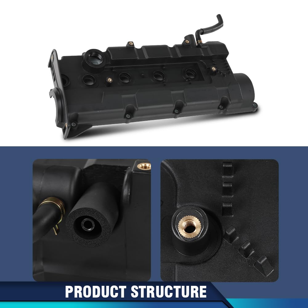 PIT66 Engine Valve Cover w/Gasket 22410-23100 Compatible with Hyundai Elantra 2004-2006/ Tiburon 2004-2008/ Tucson 2005-2009, Fit Kia Spectra 2004-2009/Spectra5 2005-2009/ Sportage 2005-2010