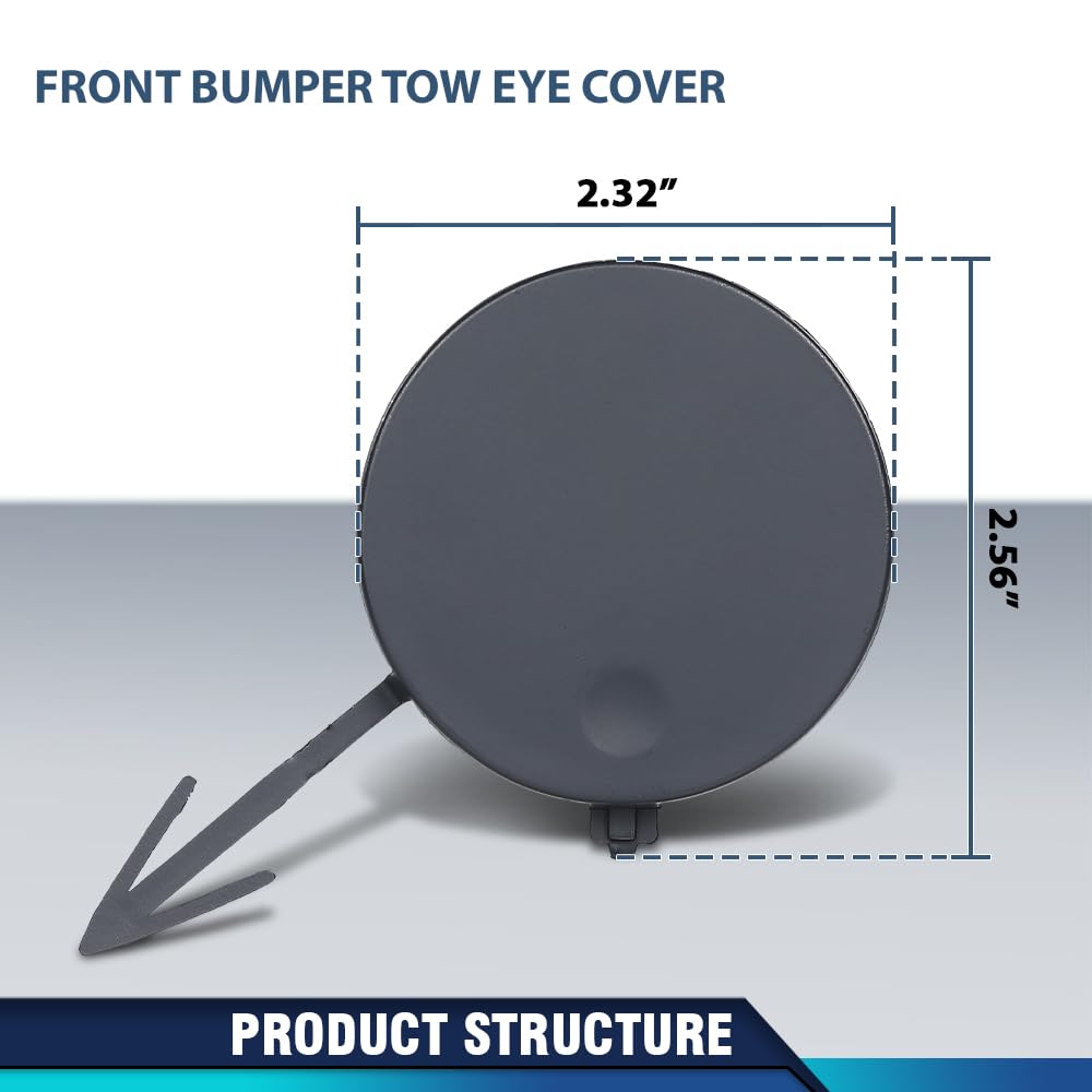 PIT66 Front Bumper Tow Hook Eye Cover Compatible with Ford Explorer (submodel: Base, Limited, Platinum, Sport, XLT) 2018-2019 JB5Z17A900AB, FO1029104 Black