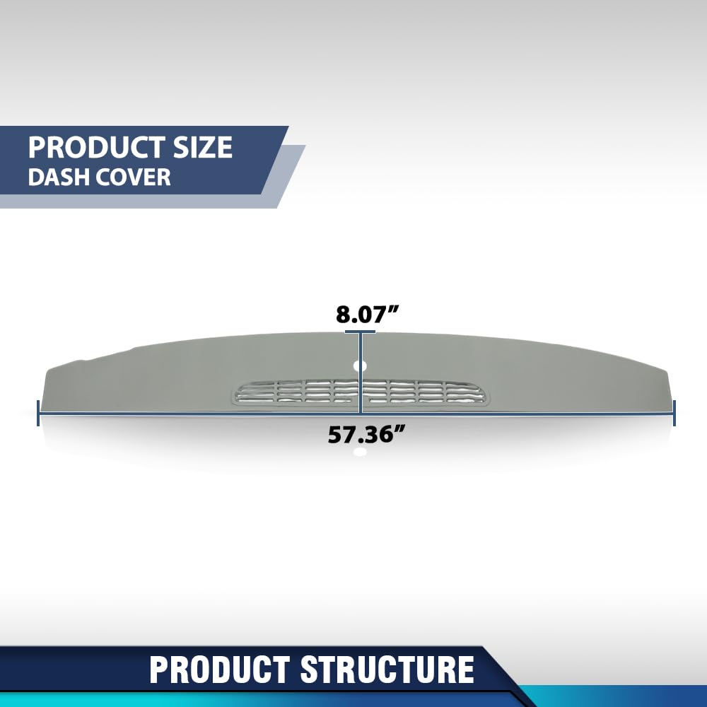PIT66 Dashboard Dash Cover Gray Fit Chevy Silverado GMC Sierra 2007-2013