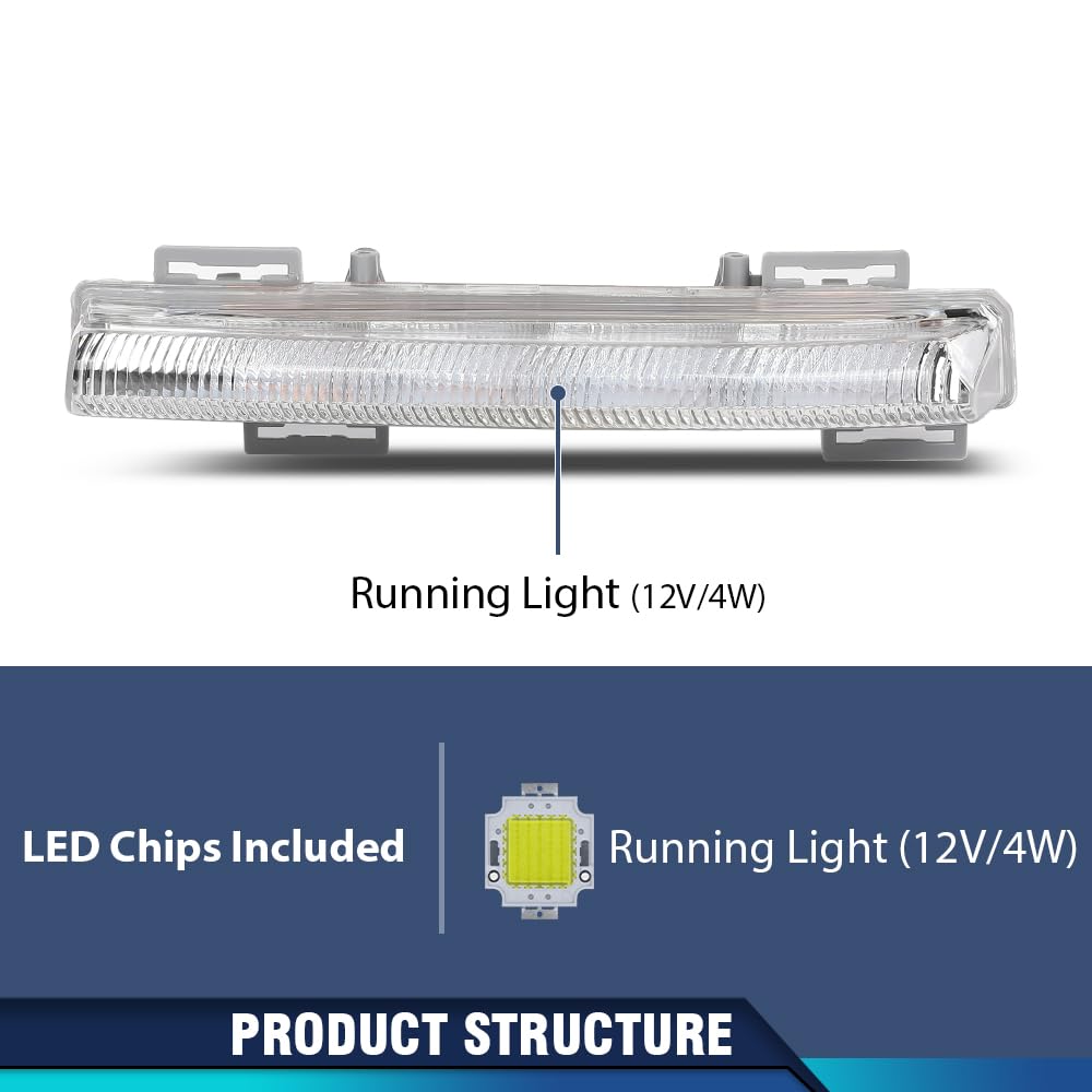 PIT66 LED DRL Fog Light Daytime Running Light Compatible with Benz C250 C350 SLK250 2012-2015/ E350 E550 E63 AMG 2012-2013, Fit for Models With AMG Styling Package Fog Lamp 2049069000, MB2563105