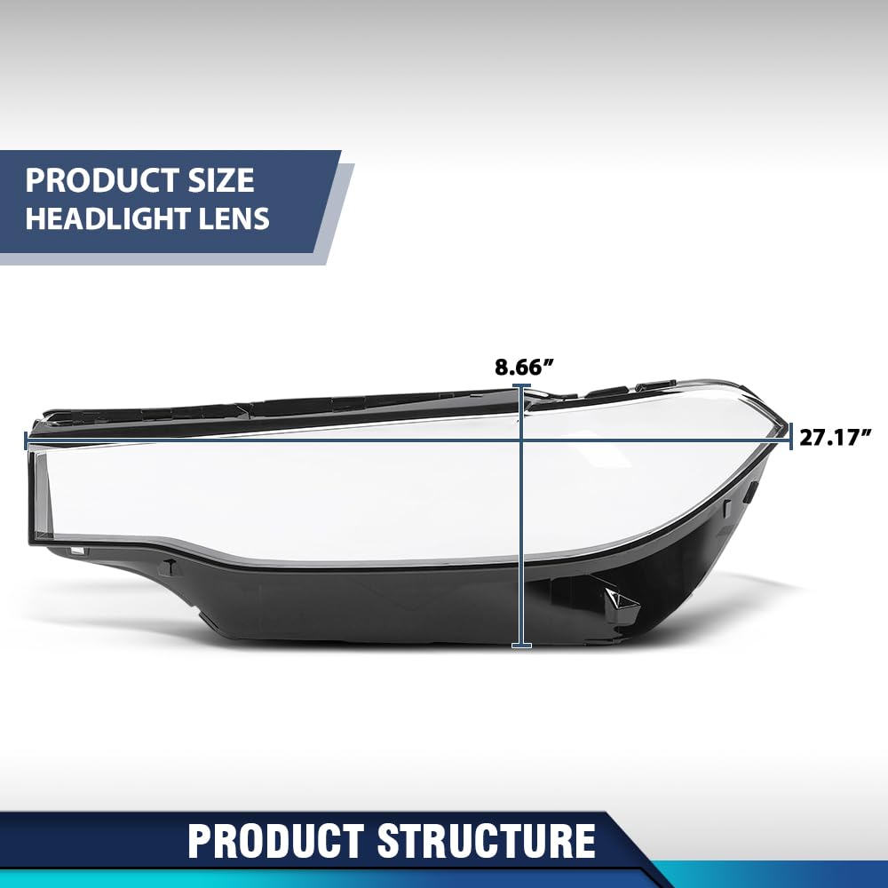 PIT66 Front Left Headlight Lens Cover 1 Pc, Headlamp Lens Cover Clear Lens