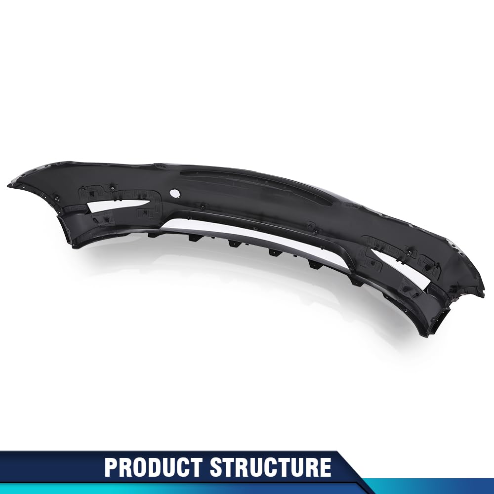 PIT66 Front Bumper Cover Panel W/Park Sensor Hole, Compatible with Tesla Model Y 2020 2021 2022 2023 Replacement 149374500A, 1493736S0A Black Primed