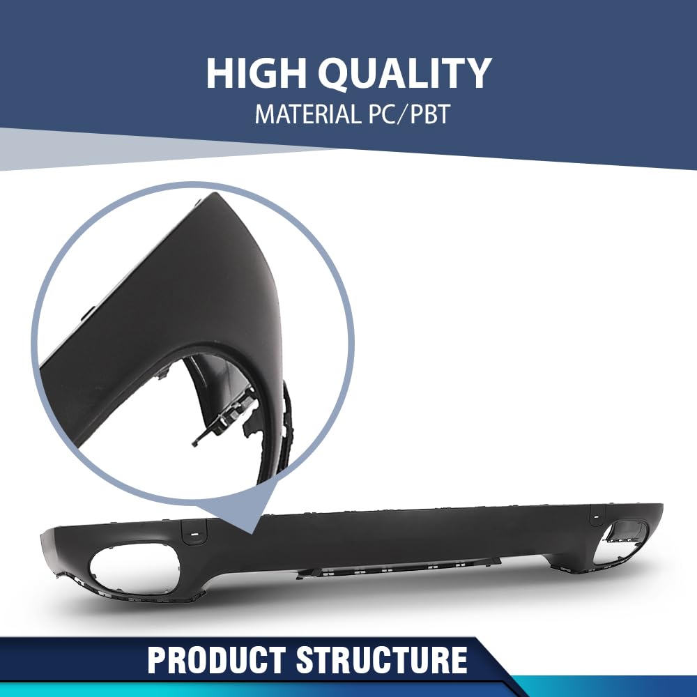 PIT66 Rear Bumper Lower Valance Spoiler Compatible with Porsche Cayenne Turbo/GTS/S Sport Utility 4-Door 4.8L 2008-2010 95550552112G2X, 955-505-521-12-G2X, 95550552110G2X,95550552111G2X Black