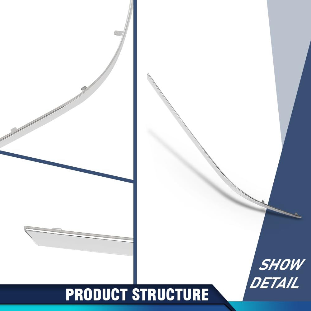 PIT66 Front Left Side Bumper Molding Trim, MB1046115 Silver