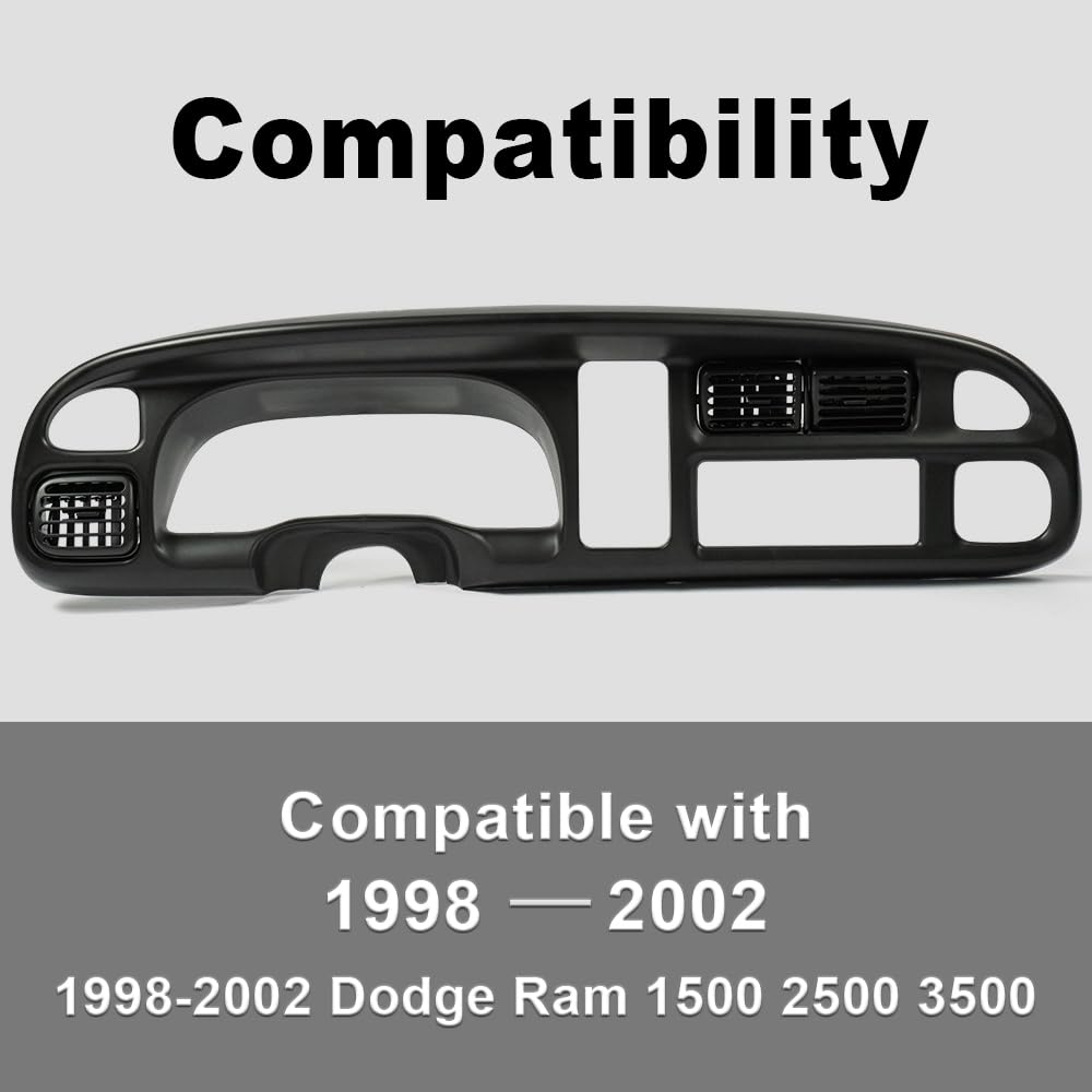 PIT66 Dash Board Bezel Cover w/Vents Fit Dodge Ram 1500 2500 3500 1998-2002