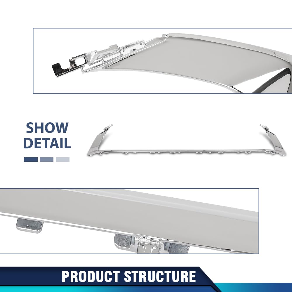 PIT66 Front Bumper Lower Grille Molding Chrome Compatible with LX ES250 ES300h ES350 2019-2024, Fit For Model Without F-sport Package Only LX1216106, 5312206090, 53122-06090, 53122 06090