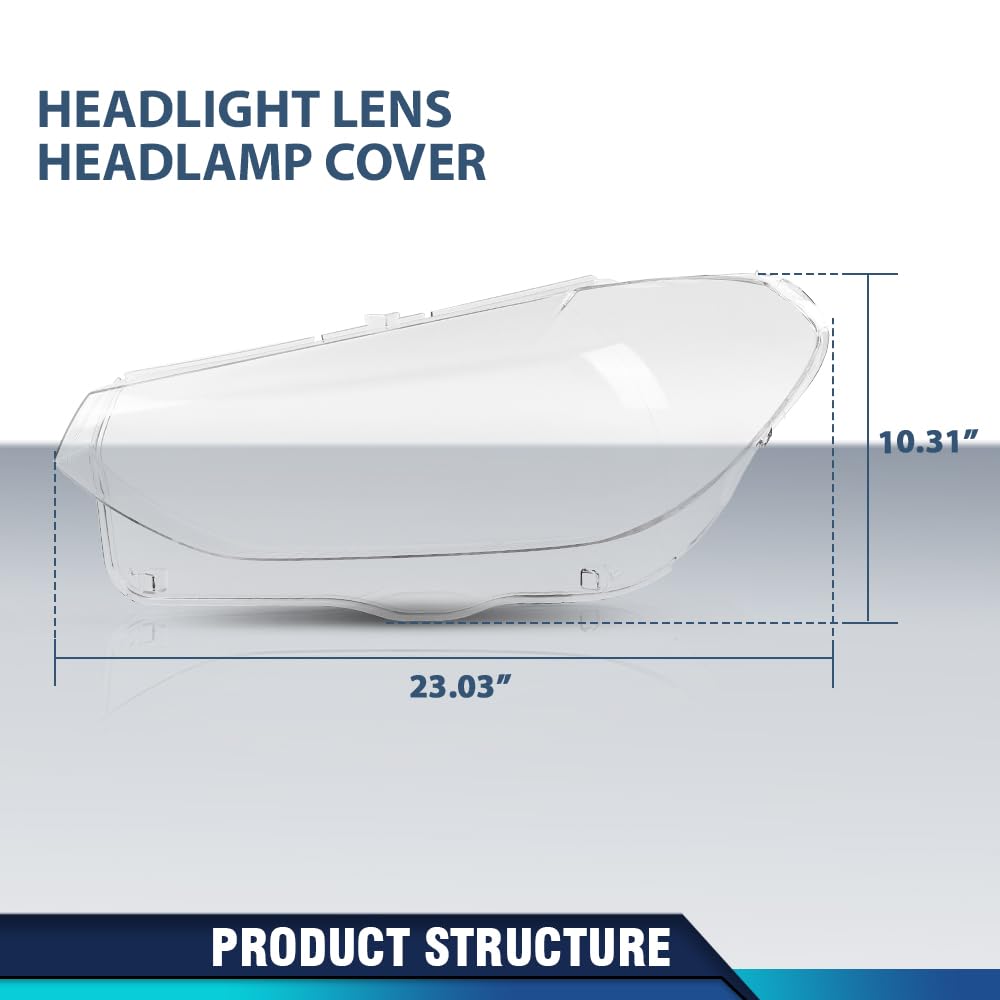 PIT66 Headlight Lens Headlamp Cover Pair Compatible with BMW X3 X4 G01 G02 G08 2018-2021 63117466131, 63117466132 Clear