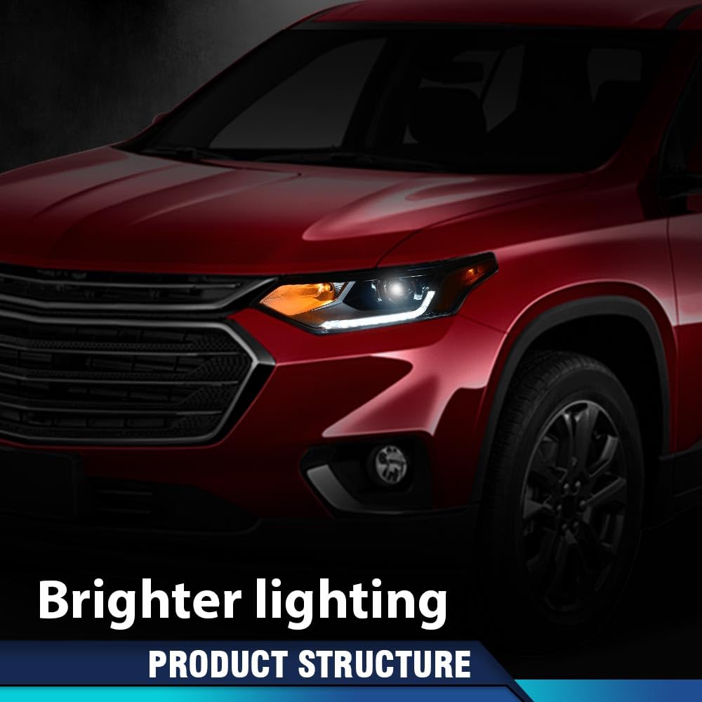 PIT66 HID/Xenon Headlight Assembly w/LED DRL & Side Marker Light w/o D3S HID Bulb Compatible with Chevy Traverse 2018-2021 84721414, GM2502487 Left Driver