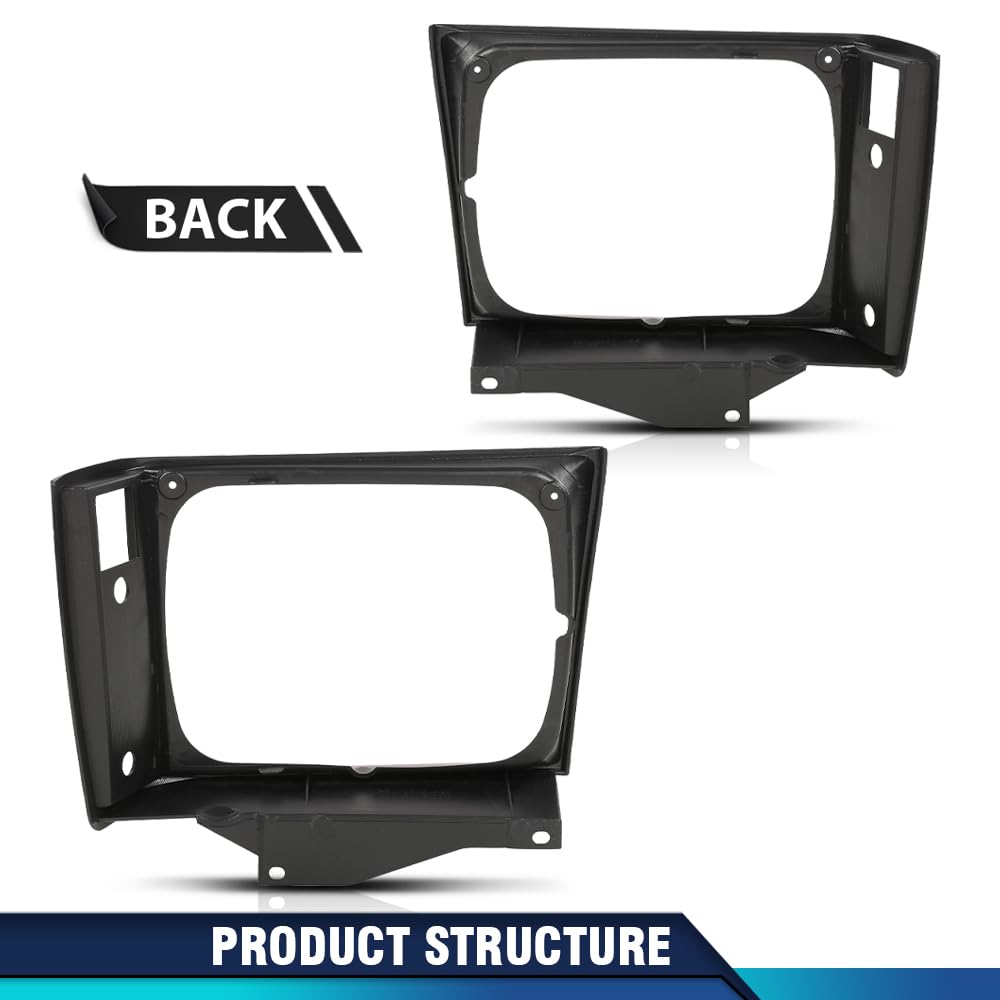 PIT66 Headlight Door Set Driver and Passenger Side w/Corner Light Hole Compatible with Chevy S10 1982-1990/Fit GMC S15 1982-1990 15653682 15653681 GM2513127 GM2512127