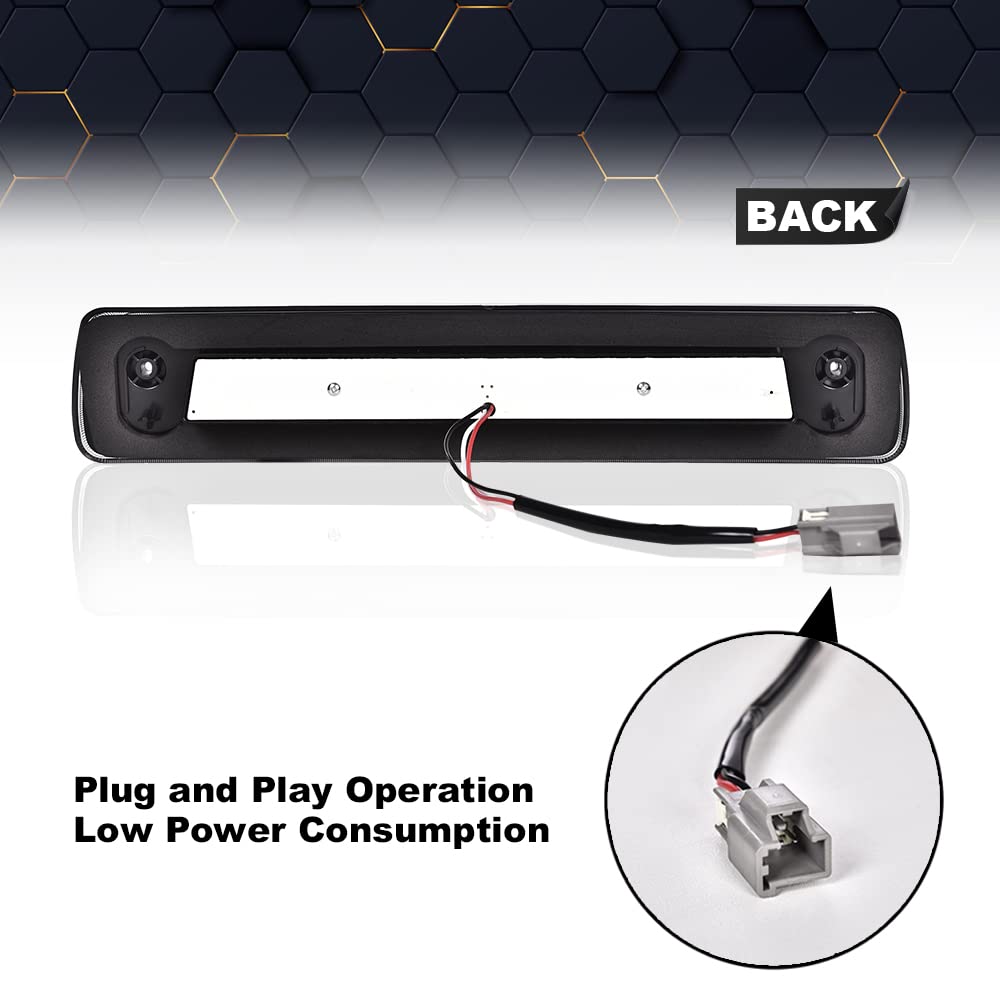 PIT66 3rd Brake Light, Compatible with 2015-2018 Colorado/Canyon I Type Led Bar High Mount Stop Light Rear Tail Cargo Lamps Tea Cover Black Housing