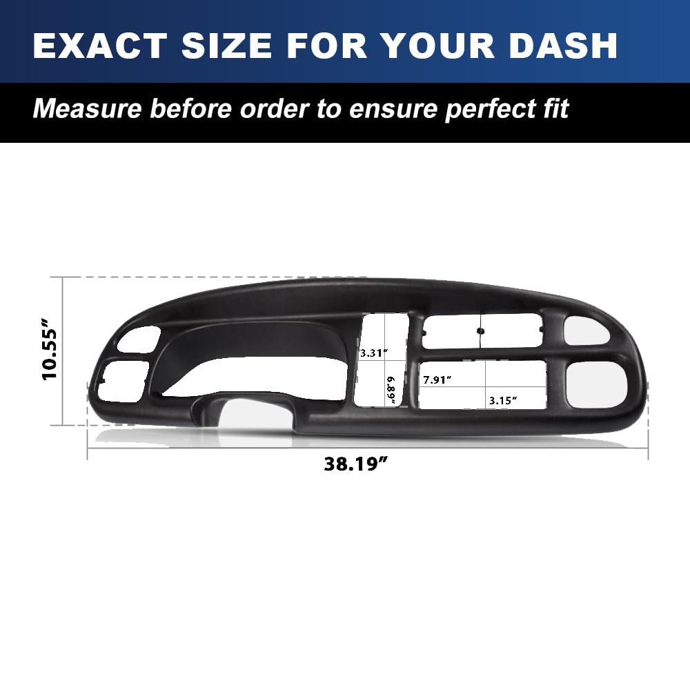 PIT66 Dash Bezel Cover w/Clips Fits Dodge Ram Truck 1998‑2001