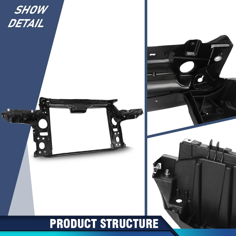 PIT66 Front Radiator Support Core Compatible with Porsche Cayenne 2003 2004 2005 2006 2007 2008 2009 2010 Black
