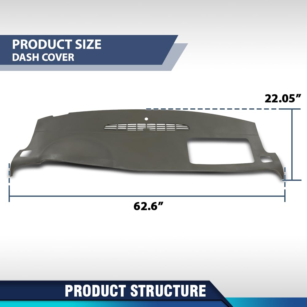 PIT66 Beige TPE Dashboard Cover Fit Chevy Silverado GMC Sierra 2007-2013