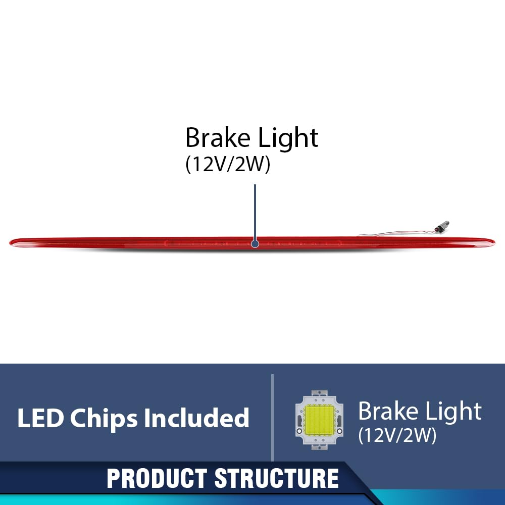 PIT66 LED Third 3rd Brake High Mount Stop Light Compatible with Mini Cooper 2008-2013 63257167413 Red