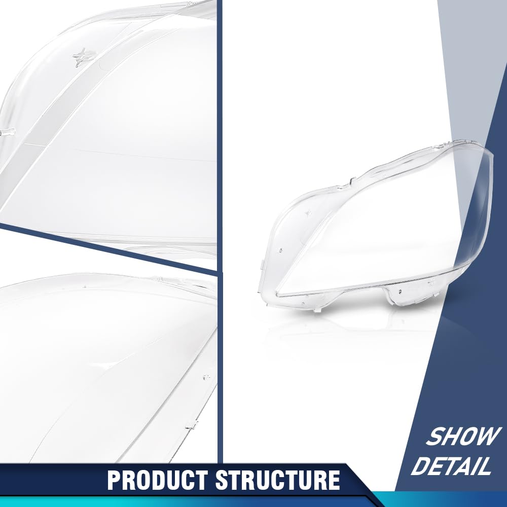 PIT66 Headlight Lens Covers Left & Right Side Compatible with Benz CLS W218 2010 2011 2012 2013 2014 Front Headlamp Lens Cover Clear