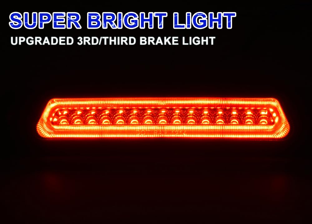 PIT66 LED 3rd Brake Light, Compatible with 09-14 Ford F150 Rear High Mount Stop Parking Lights Assembly Third Brake Cargo Lamps Clear Housing Red Lens